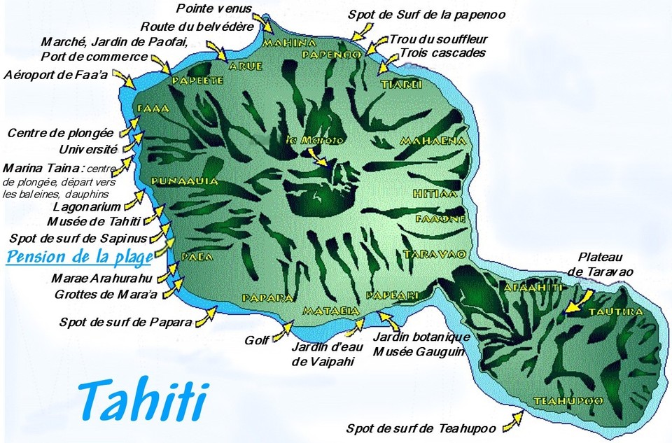carte touristique de tahiti