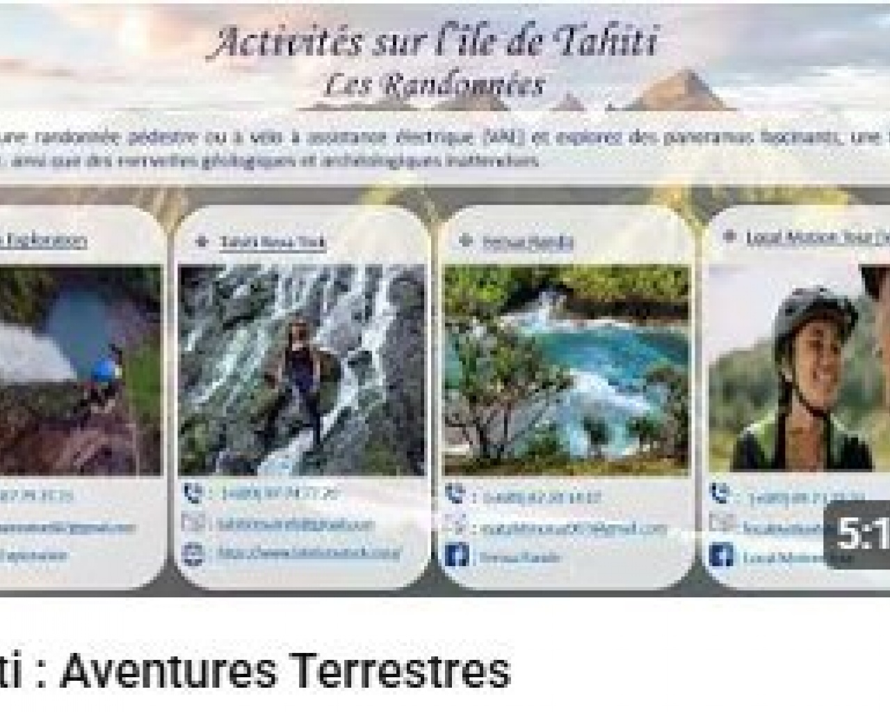 Nous essayons de répertorier sur notre chaine vidéo Youtube toutes les activités réalisables sur Tahiti   Nous essayons de répertorier sur notre chaine vidéo Youtube toutes les activités réalisables sur Tahiti