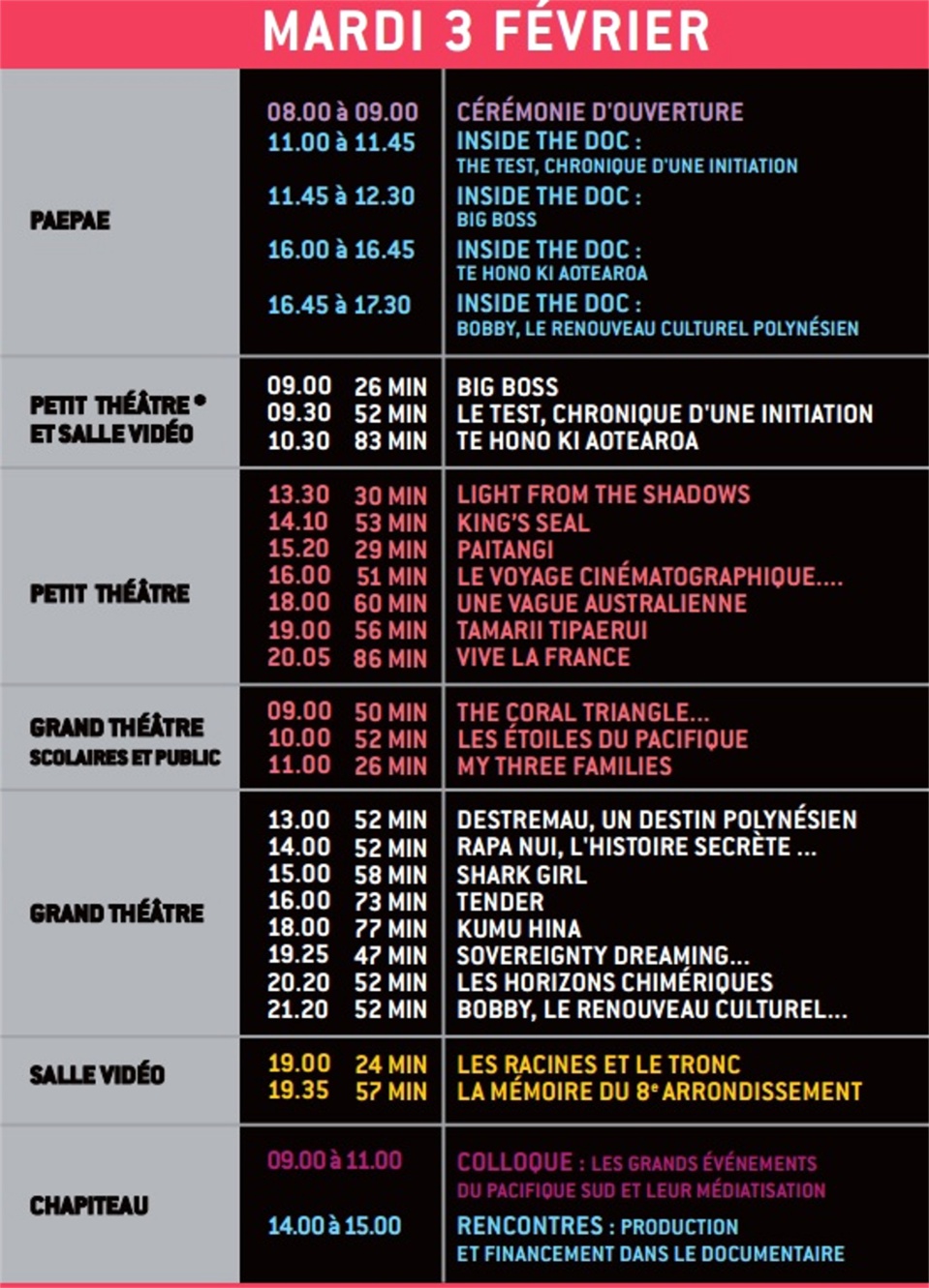 Le programme du FIFO 2015