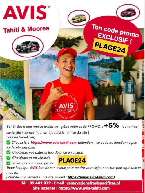 Profitez de nos partenariats avec Avis Tahiti & Tahiti Easy Car !