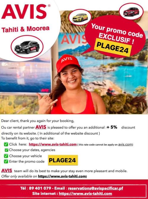 Profitez d'un partenariat exclusif avec Avis Tahiti !