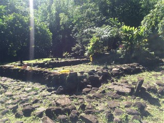 Marae visible lors d'une randonnée à la papenoo