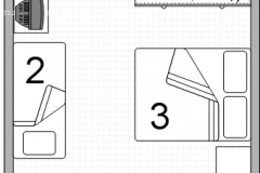 Chambre triple avec 3 lits